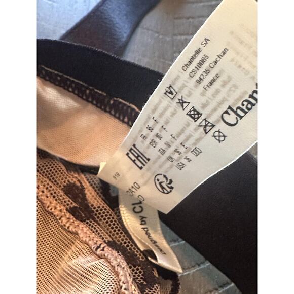 Chantelle Underwired Bra Womens 36F Black Nude Embroidered Floral Sheer Lingerie - Picture 8 of 8